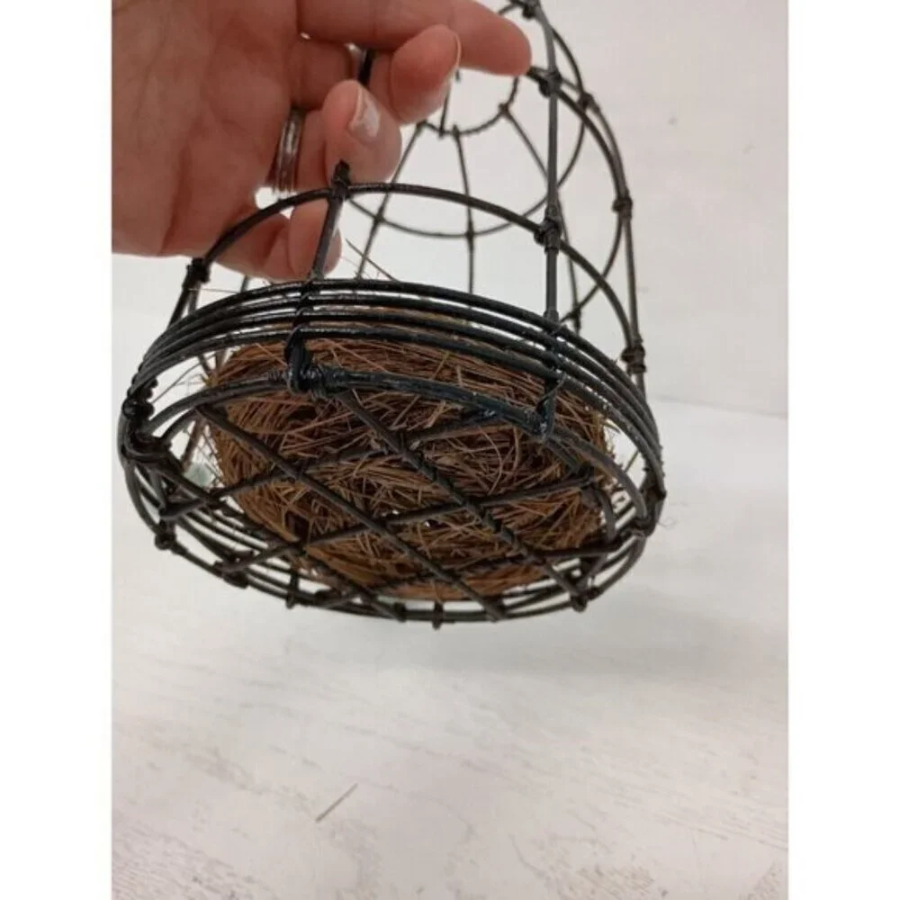 Vintage Metal Wire Cage With Bird Nest & Eggs Farmhouse Rustic Hanging Decor